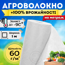 Агроволокно белое защитное укрывное 1м 60г/м² на метраж теплиц томатов клубники сорняков защита заморозков